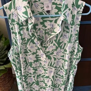CAbi Bloom Top Blouse Green Medium #6099